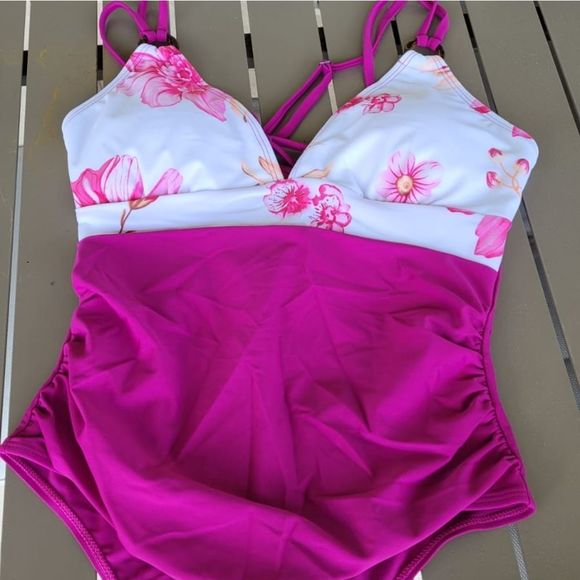 Just arrived beautiful unique monokini with leopard ring one-piece v-neck purple - Picture 7 of 13